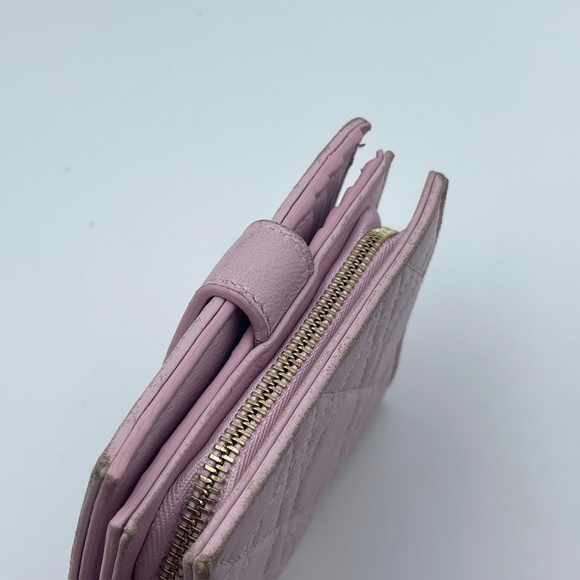 Christian Dior Pink Cannage Quilted lambskin leather lady patches wallet w/zip - Picture 8 of 15